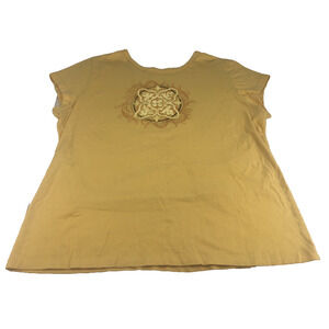 Bit & Bridle Women's Shirt XL Yellow Graphic Country Western TShirt Short Sleeve